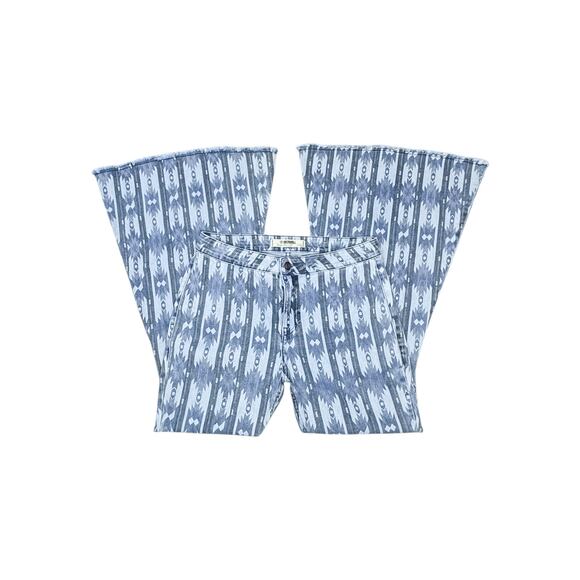 Rock & Roll Denim Aztec Print Bell Bottom Jeans - 31/32 - Picture 2 of 8